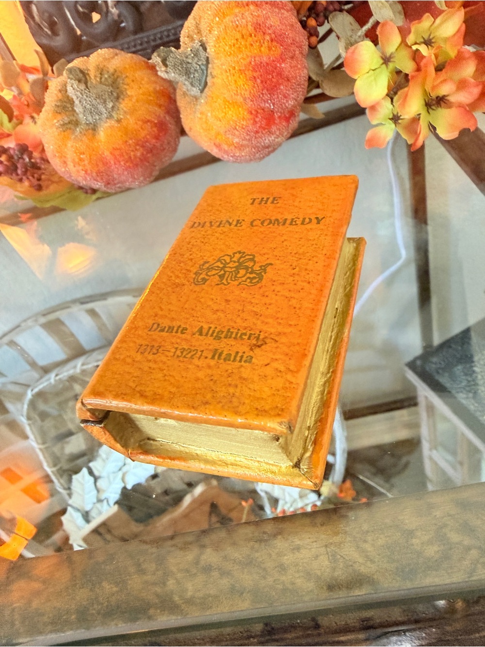 Decorative Orange Vintage Book Trinket Box- The Divine Comedy